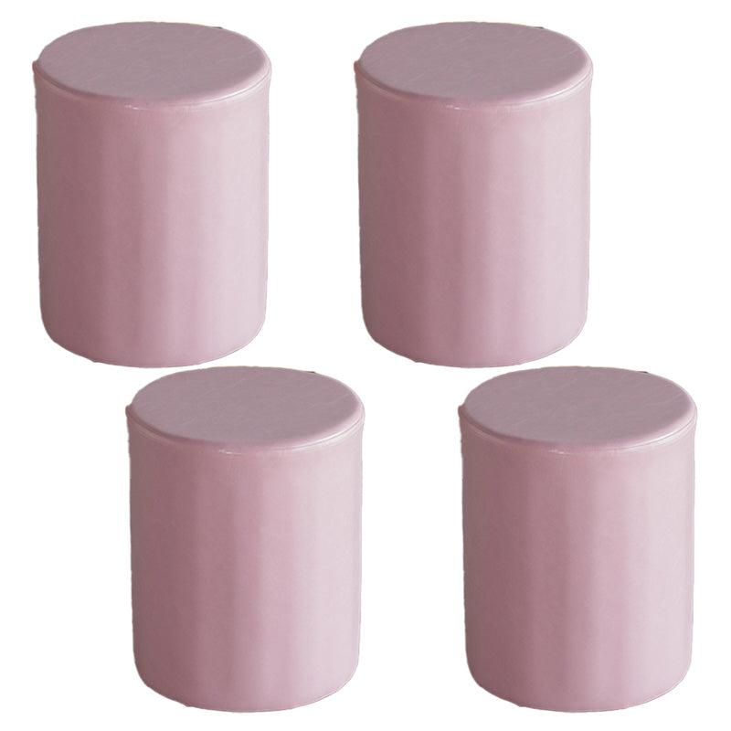 Modern Pouf Ottoman PU Leather Upholstered Solid Color Cylinder Shape Ottoman 14"L x 14"W x 18"H Pink 4 Piece Set Clearhalo 'furn' 'furn_ottomans_poufs' 'Furniture' 'Living Room Furniture' 'Ottomans & Poufs' 'ottomans_poufs' 6553110
