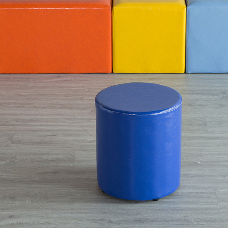 Modern Pouf Ottoman PU Leather Upholstered Solid Color Cylinder Shape Ottoman 14"L x 14"W x 16"H Dark Blue 1 Piece Clearhalo 'furn' 'furn_ottomans_poufs' 'Furniture' 'Living Room Furniture' 'Ottomans & Poufs' 'ottomans_poufs' 6553123