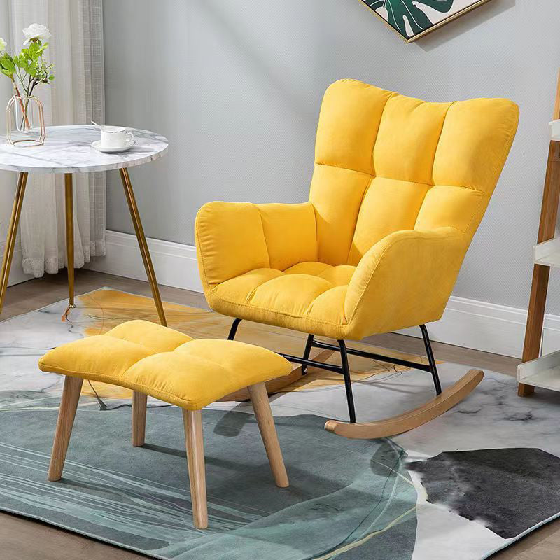 Modern Nursery Sofa Rocking Chair Indoor Rocking Chair with Ottoman Rocking Chair with Ottomans Yellow Clearhalo 'Chairs & Seating' 'furn' 'furn_rocking_chairs' 'Furniture' 'Living Room Furniture' 'Rocking Chairs' 'rocking_chairs' 6555488