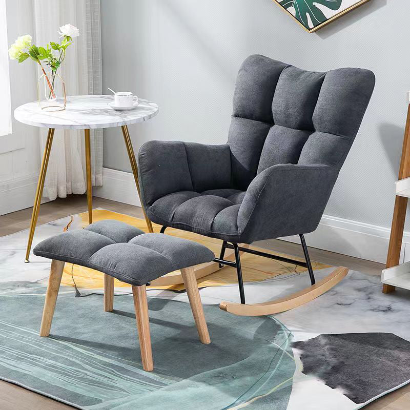 Modern Nursery Sofa Rocking Chair Indoor Rocking Chair with Ottoman Rocking Chair with Ottomans Dark Gray Clearhalo 'Chairs & Seating' 'furn' 'furn_rocking_chairs' 'Furniture' 'Living Room Furniture' 'Rocking Chairs' 'rocking_chairs' 6555490