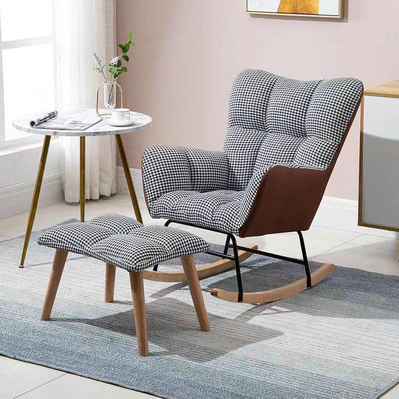 Modern Nursery Sofa Rocking Chair Indoor Rocking Chair with Ottoman Rocking Chair with Ottomans Tan Clearhalo 'Chairs & Seating' 'furn' 'furn_rocking_chairs' 'Furniture' 'Living Room Furniture' 'Rocking Chairs' 'rocking_chairs' 6555491
