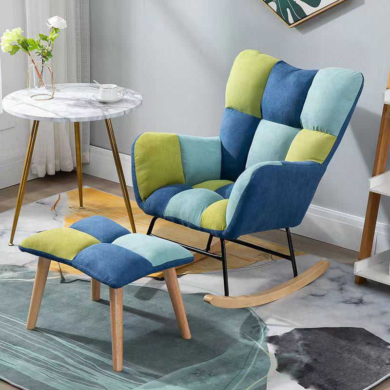 Modern Nursery Sofa Rocking Chair Indoor Rocking Chair with Ottoman Rocking Chair with Ottomans Blue Green Clearhalo 'Chairs & Seating' 'furn' 'furn_rocking_chairs' 'Furniture' 'Living Room Furniture' 'Rocking Chairs' 'rocking_chairs' 6555501