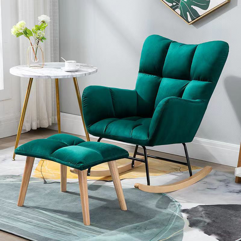 Modern Nursery Sofa Rocking Chair Indoor Rocking Chair with Ottoman Rocking Chair with Ottomans Dark Green Clearhalo 'Chairs & Seating' 'furn' 'furn_rocking_chairs' 'Furniture' 'Living Room Furniture' 'Rocking Chairs' 'rocking_chairs' 6555504