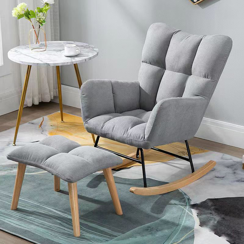 Modern Nursery Sofa Rocking Chair Indoor Rocking Chair with Ottoman Rocking Chair with Ottomans Light Gray Clearhalo 'Chairs & Seating' 'furn' 'furn_rocking_chairs' 'Furniture' 'Living Room Furniture' 'Rocking Chairs' 'rocking_chairs' 6555505