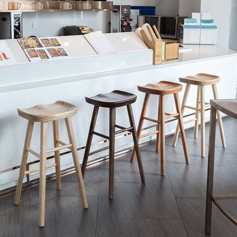 Industrial Armless Backless Counter Stool Wood Bar Stool with Pedal for Cafe Clearhalo 'Bar Furniture' 'Bar Stools' 'bar_stools' 'furn' 'furn_bar_stools' 'Furniture' 'Kitchen & Dining Furniture' 6555649