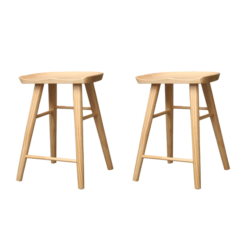 Industrial Armless Backless Counter Stool Wood Bar Stool with Pedal for Cafe Natural 2 Piece Set Short Stool(22"H) Clearhalo 'Bar Furniture' 'Bar Stools' 'bar_stools' 'furn' 'furn_bar_stools' 'Furniture' 'Kitchen & Dining Furniture' 6555650