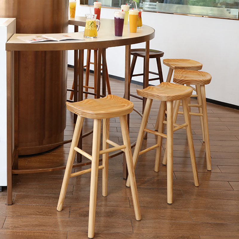Industrial Armless Backless Counter Stool Wood Bar Stool with Pedal for Cafe Clearhalo 'Bar Furniture' 'Bar Stools' 'bar_stools' 'furn' 'furn_bar_stools' 'Furniture' 'Kitchen & Dining Furniture' 6555651