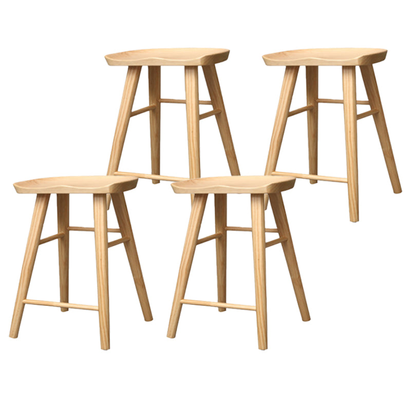 Industrial Armless Backless Counter Stool Wood Bar Stool with Pedal for Cafe Natural 4 Piece Set Short Stool(22"H) Clearhalo 'Bar Furniture' 'Bar Stools' 'bar_stools' 'furn' 'furn_bar_stools' 'Furniture' 'Kitchen & Dining Furniture' 6555652