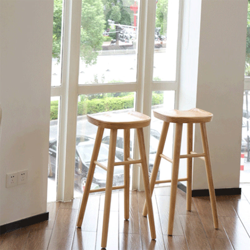 Industrial Armless Backless Counter Stool Wood Bar Stool with Pedal for Cafe Clearhalo 'Bar Furniture' 'Bar Stools' 'bar_stools' 'furn' 'furn_bar_stools' 'Furniture' 'Kitchen & Dining Furniture' 6555653