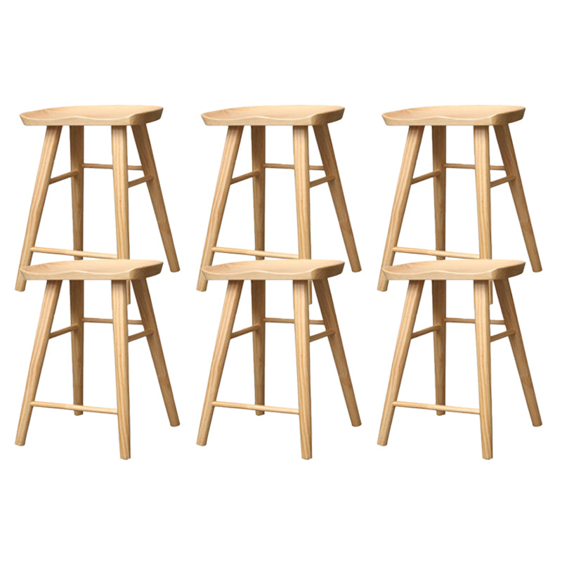 Industrial Armless Backless Counter Stool Wood Bar Stool with Pedal for Cafe Natural 6 Piece Set Short Stool(22"H) Clearhalo 'Bar Furniture' 'Bar Stools' 'bar_stools' 'furn' 'furn_bar_stools' 'Furniture' 'Kitchen & Dining Furniture' 6555654