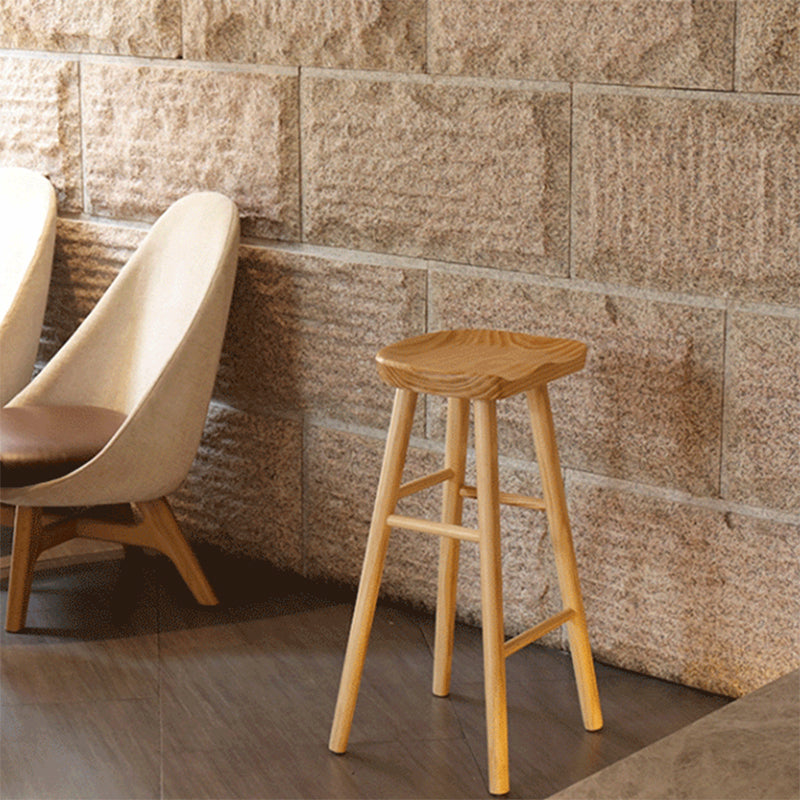 Industrial Armless Backless Counter Stool Wood Bar Stool with Pedal for Cafe Clearhalo 'Bar Furniture' 'Bar Stools' 'bar_stools' 'furn' 'furn_bar_stools' 'Furniture' 'Kitchen & Dining Furniture' 6555655