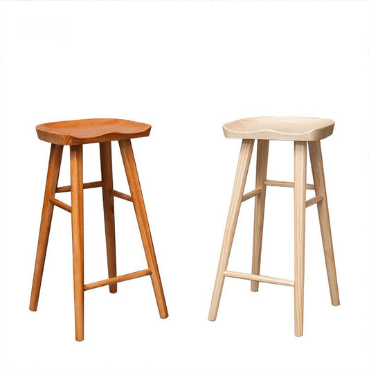 Industrial Armless Backless Counter Stool Wood Bar Stool with Pedal for Cafe