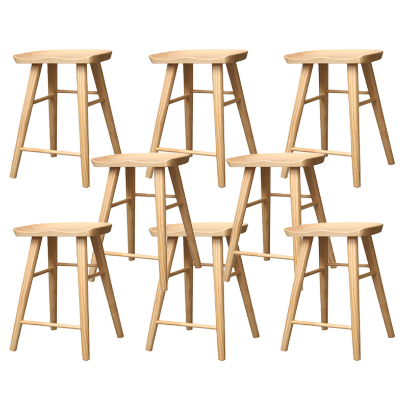Industrial Armless Backless Counter Stool Wood Bar Stool with Pedal for Cafe Natural 8 Piece Set Short Stool(22"H) Clearhalo 'Bar Furniture' 'Bar Stools' 'bar_stools' 'furn' 'furn_bar_stools' 'Furniture' 'Kitchen & Dining Furniture' 6555657