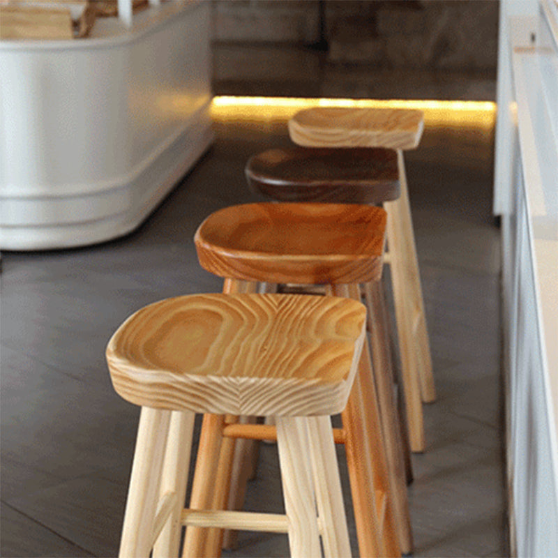 Industrial Armless Backless Counter Stool Wood Bar Stool with Pedal for Cafe Clearhalo 'Bar Furniture' 'Bar Stools' 'bar_stools' 'furn' 'furn_bar_stools' 'Furniture' 'Kitchen & Dining Furniture' 6555658