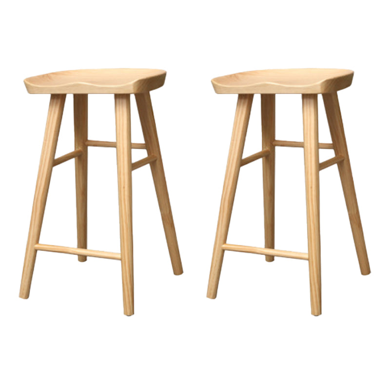 Industrial Armless Backless Counter Stool Wood Bar Stool with Pedal for Cafe Natural 2 Piece Set Counter Stool(26"H) Clearhalo 'Bar Furniture' 'Bar Stools' 'bar_stools' 'furn' 'furn_bar_stools' 'Furniture' 'Kitchen & Dining Furniture' 6555660