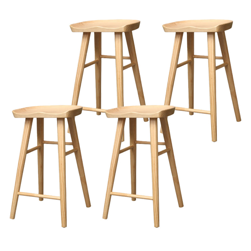 Industrial Armless Backless Counter Stool Wood Bar Stool with Pedal for Cafe Natural 4 Piece Set Counter Stool(26"H) Clearhalo 'Bar Furniture' 'Bar Stools' 'bar_stools' 'furn' 'furn_bar_stools' 'Furniture' 'Kitchen & Dining Furniture' 6555662