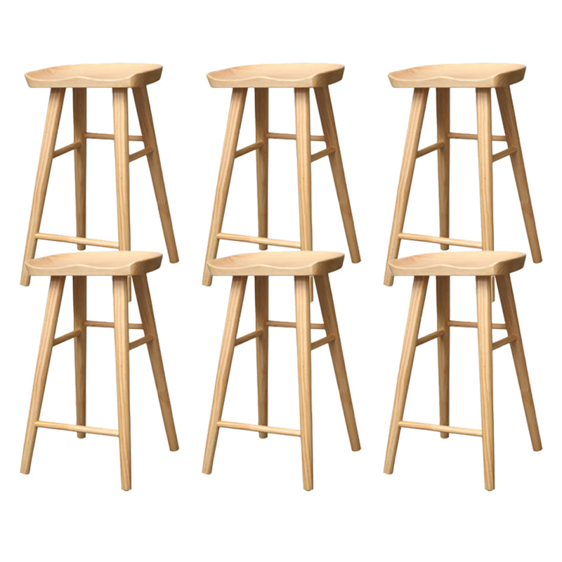 Industrial Armless Backless Counter Stool Wood Bar Stool with Pedal for Cafe Natural 6 Piece Set Counter Stool(26"H) Clearhalo 'Bar Furniture' 'Bar Stools' 'bar_stools' 'furn' 'furn_bar_stools' 'Furniture' 'Kitchen & Dining Furniture' 6555664