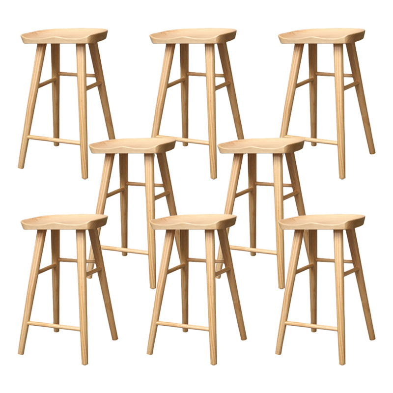 Industrial Armless Backless Counter Stool Wood Bar Stool with Pedal for Cafe Natural 8 Piece Set Counter Stool(26"H) Clearhalo 'Bar Furniture' 'Bar Stools' 'bar_stools' 'furn' 'furn_bar_stools' 'Furniture' 'Kitchen & Dining Furniture' 6555665