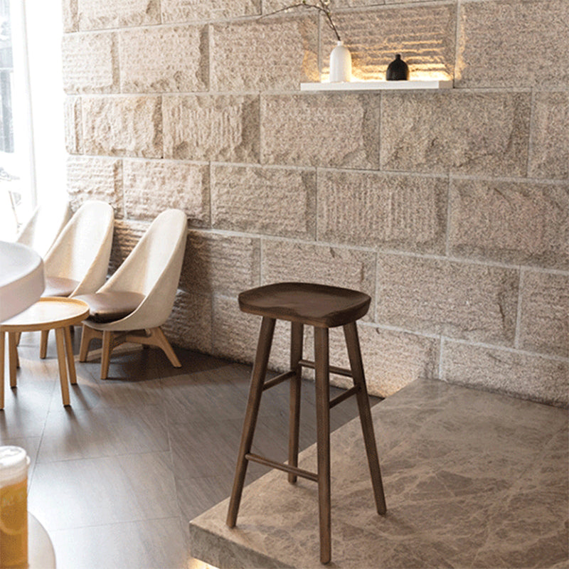 Industrial Armless Backless Counter Stool Wood Bar Stool with Pedal for Cafe Clearhalo 'Bar Furniture' 'Bar Stools' 'bar_stools' 'furn' 'furn_bar_stools' 'Furniture' 'Kitchen & Dining Furniture' 6555666