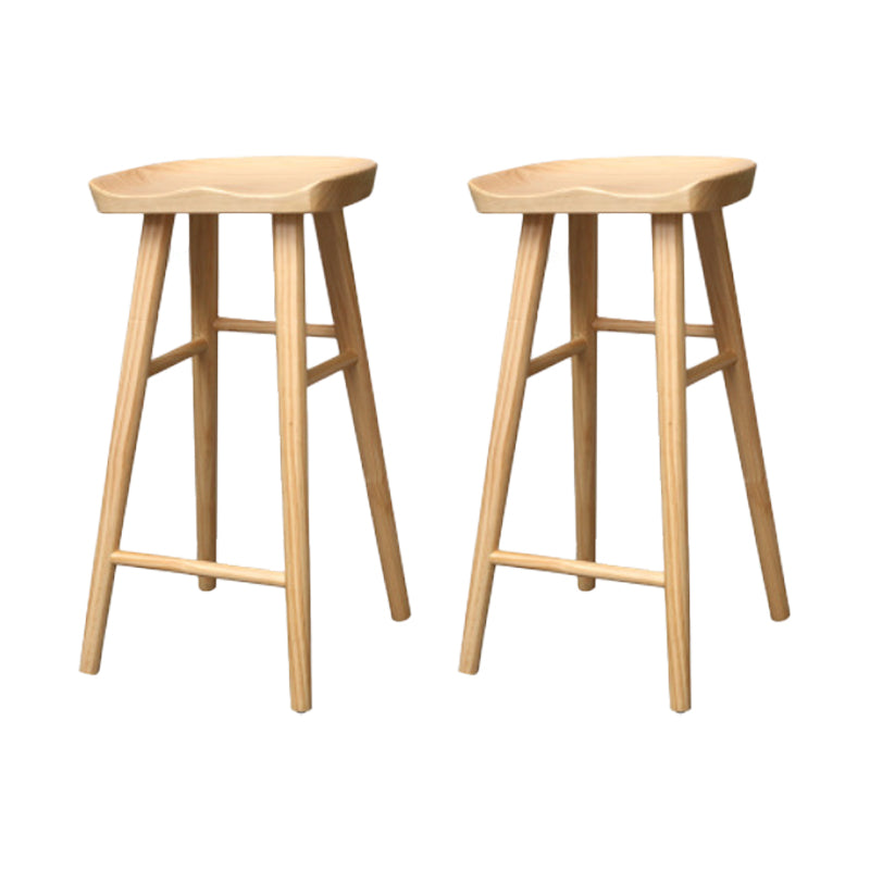 Industrial Armless Backless Counter Stool Wood Bar Stool with Pedal for Cafe Natural 2 Piece Set Bar Stool(30"H) Clearhalo 'Bar Furniture' 'Bar Stools' 'bar_stools' 'furn' 'furn_bar_stools' 'Furniture' 'Kitchen & Dining Furniture' 6555667