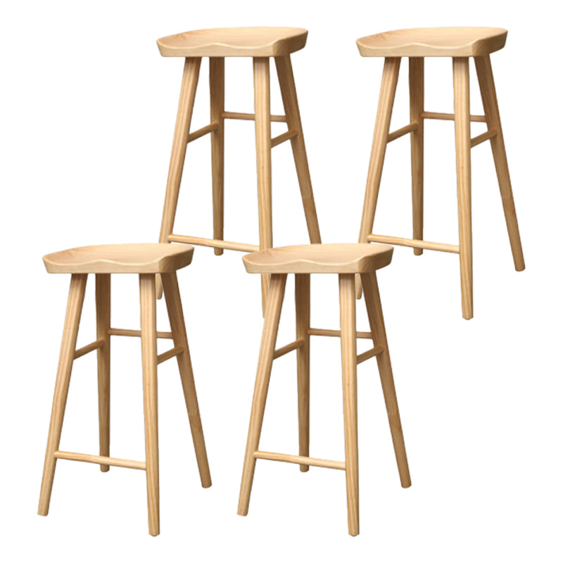 Industrial Armless Backless Counter Stool Wood Bar Stool with Pedal for Cafe Natural 4 Piece Set Bar Stool(30"H) Clearhalo 'Bar Furniture' 'Bar Stools' 'bar_stools' 'furn' 'furn_bar_stools' 'Furniture' 'Kitchen & Dining Furniture' 6555668