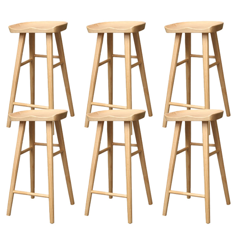 Industrial Armless Backless Counter Stool Wood Bar Stool with Pedal for Cafe Natural 6 Piece Set Bar Stool(30"H) Clearhalo 'Bar Furniture' 'Bar Stools' 'bar_stools' 'furn' 'furn_bar_stools' 'Furniture' 'Kitchen & Dining Furniture' 6555669