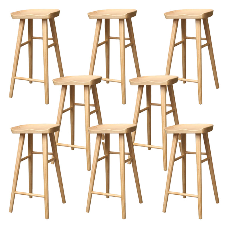 Industrial Armless Backless Counter Stool Wood Bar Stool with Pedal for Cafe Natural 8 Piece Set Bar Stool(30"H) Clearhalo 'Bar Furniture' 'Bar Stools' 'bar_stools' 'furn' 'furn_bar_stools' 'Furniture' 'Kitchen & Dining Furniture' 6555670