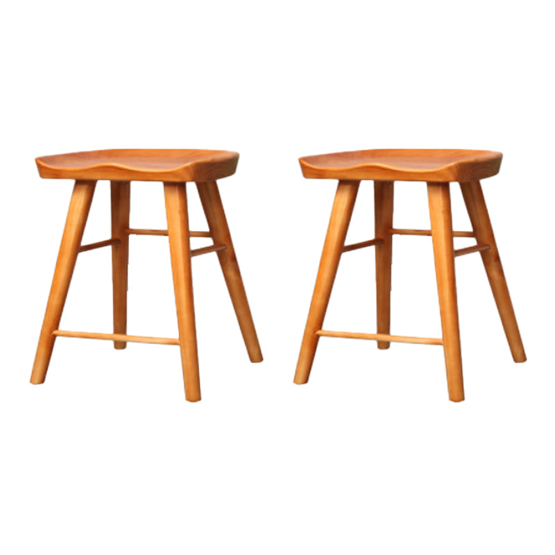 Industrial Armless Backless Counter Stool Wood Bar Stool with Pedal for Cafe Brown 2 Piece Set Short Stool(22"H) Clearhalo 'Bar Furniture' 'Bar Stools' 'bar_stools' 'furn' 'furn_bar_stools' 'Furniture' 'Kitchen & Dining Furniture' 6555671