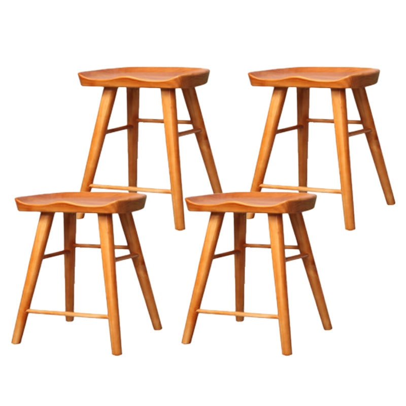 Industrial Armless Backless Counter Stool Wood Bar Stool with Pedal for Cafe Brown 4 Piece Set Short Stool(22"H) Clearhalo 'Bar Furniture' 'Bar Stools' 'bar_stools' 'furn' 'furn_bar_stools' 'Furniture' 'Kitchen & Dining Furniture' 6555672