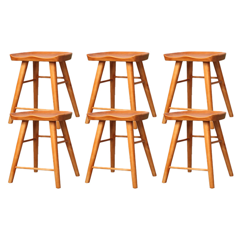 Industrial Armless Backless Counter Stool Wood Bar Stool with Pedal for Cafe Brown 6 Piece Set Short Stool(22"H) Clearhalo 'Bar Furniture' 'Bar Stools' 'bar_stools' 'furn' 'furn_bar_stools' 'Furniture' 'Kitchen & Dining Furniture' 6555673