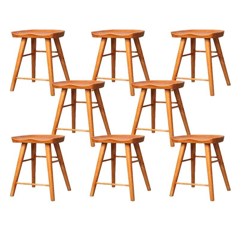 Industrial Armless Backless Counter Stool Wood Bar Stool with Pedal for Cafe Brown 8 Piece Set Short Stool(22"H) Clearhalo 'Bar Furniture' 'Bar Stools' 'bar_stools' 'furn' 'furn_bar_stools' 'Furniture' 'Kitchen & Dining Furniture' 6555674