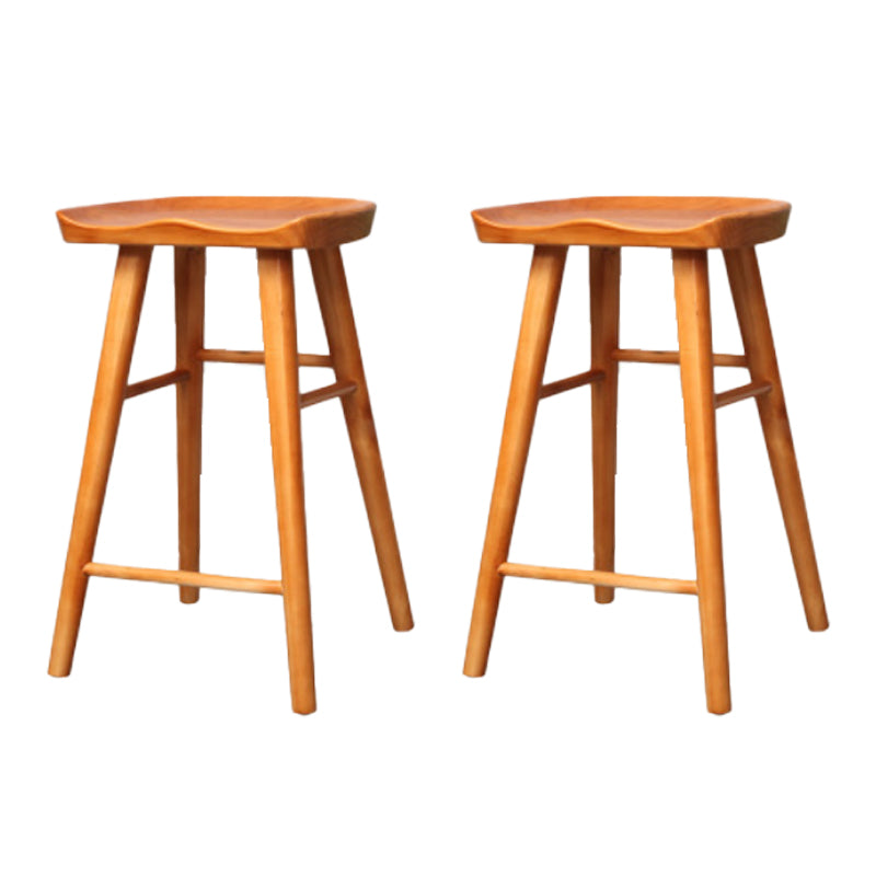 Industrial Armless Backless Counter Stool Wood Bar Stool with Pedal for Cafe Brown 2 Piece Set Counter Stool(26"H) Clearhalo 'Bar Furniture' 'Bar Stools' 'bar_stools' 'furn' 'furn_bar_stools' 'Furniture' 'Kitchen & Dining Furniture' 6555675