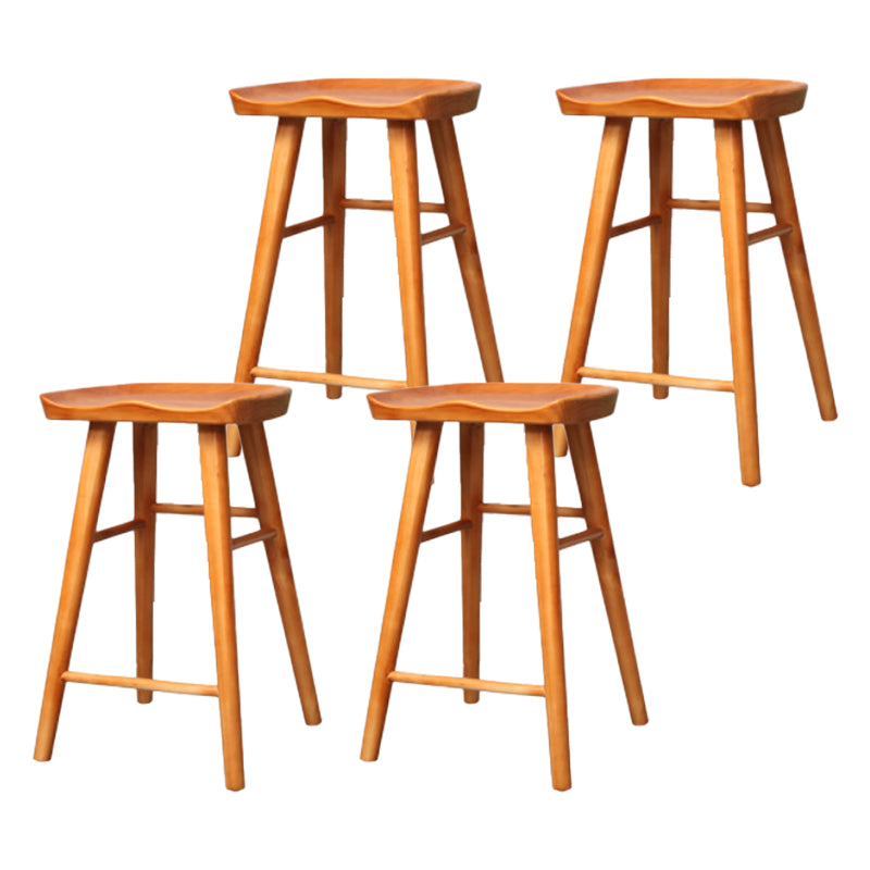 Industrial Armless Backless Counter Stool Wood Bar Stool with Pedal for Cafe Brown 4 Piece Set Counter Stool(26"H) Clearhalo 'Bar Furniture' 'Bar Stools' 'bar_stools' 'furn' 'furn_bar_stools' 'Furniture' 'Kitchen & Dining Furniture' 6555676