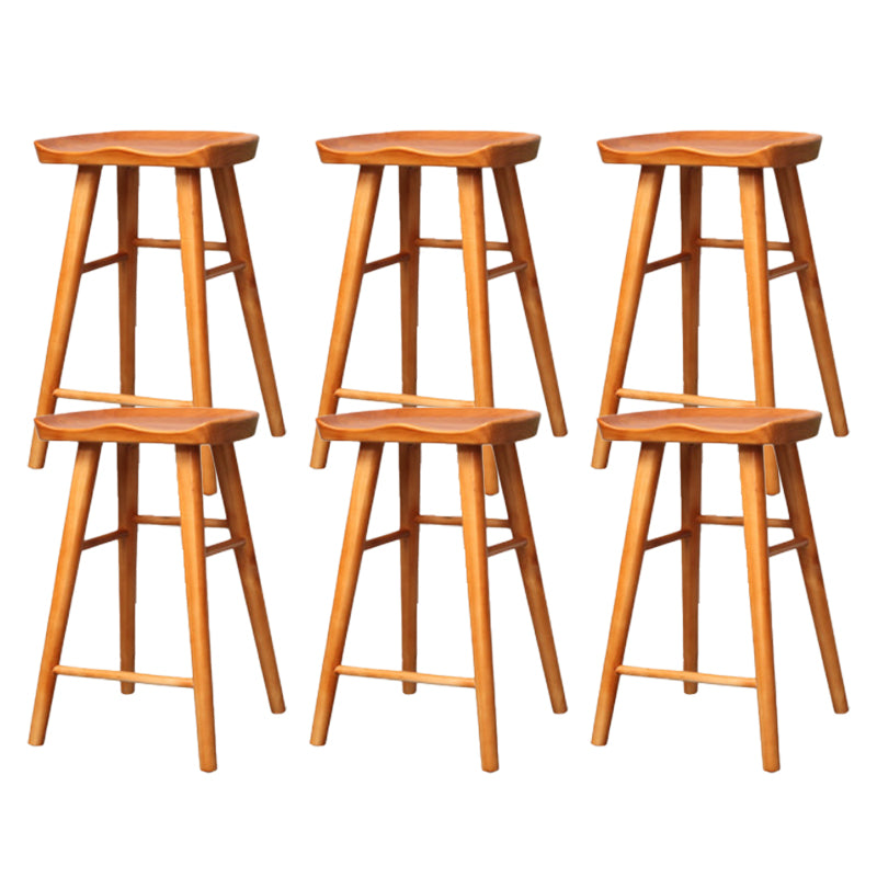 Industrial Armless Backless Counter Stool Wood Bar Stool with Pedal for Cafe Brown 6 Piece Set Counter Stool(26"H) Clearhalo 'Bar Furniture' 'Bar Stools' 'bar_stools' 'furn' 'furn_bar_stools' 'Furniture' 'Kitchen & Dining Furniture' 6555677