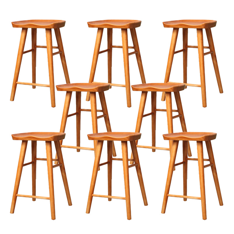Industrial Armless Backless Counter Stool Wood Bar Stool with Pedal for Cafe Brown 8 Piece Set Counter Stool(26"H) Clearhalo 'Bar Furniture' 'Bar Stools' 'bar_stools' 'furn' 'furn_bar_stools' 'Furniture' 'Kitchen & Dining Furniture' 6555678