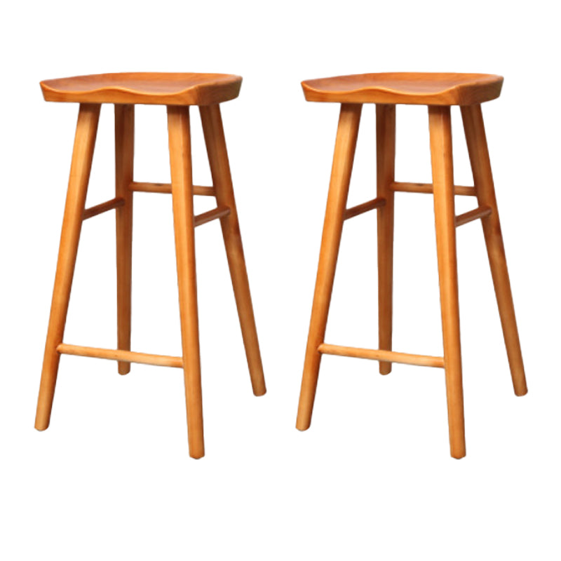 Industrial Armless Backless Counter Stool Wood Bar Stool with Pedal for Cafe Brown 2 Piece Set Bar Stool(30"H) Clearhalo 'Bar Furniture' 'Bar Stools' 'bar_stools' 'furn' 'furn_bar_stools' 'Furniture' 'Kitchen & Dining Furniture' 6555679