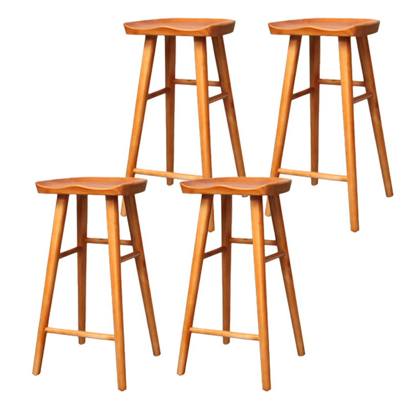 Industrial Armless Backless Counter Stool Wood Bar Stool with Pedal for Cafe Brown 4 Piece Set Bar Stool(30"H) Clearhalo 'Bar Furniture' 'Bar Stools' 'bar_stools' 'furn' 'furn_bar_stools' 'Furniture' 'Kitchen & Dining Furniture' 6555680