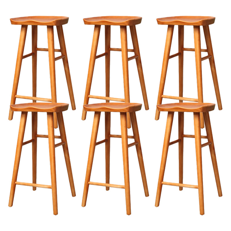 Industrial Armless Backless Counter Stool Wood Bar Stool with Pedal for Cafe Brown 6 Piece Set Bar Stool(30"H) Clearhalo 'Bar Furniture' 'Bar Stools' 'bar_stools' 'furn' 'furn_bar_stools' 'Furniture' 'Kitchen & Dining Furniture' 6555681