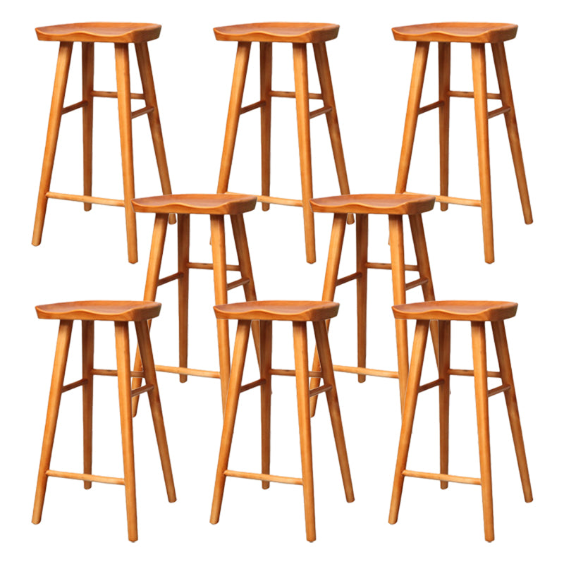 Industrial Armless Backless Counter Stool Wood Bar Stool with Pedal for Cafe Brown 8 Piece Set Bar Stool(30"H) Clearhalo 'Bar Furniture' 'Bar Stools' 'bar_stools' 'furn' 'furn_bar_stools' 'Furniture' 'Kitchen & Dining Furniture' 6555682
