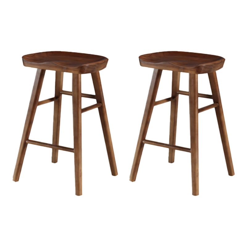 Industrial Armless Backless Counter Stool Wood Bar Stool with Pedal for Cafe Dark Walnut 2 Piece Set Short Stool(22"H) Clearhalo 'Bar Furniture' 'Bar Stools' 'bar_stools' 'furn' 'furn_bar_stools' 'Furniture' 'Kitchen & Dining Furniture' 6555683