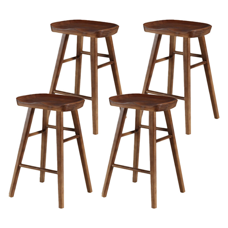 Industrial Armless Backless Counter Stool Wood Bar Stool with Pedal for Cafe Dark Walnut 4 Piece Set Short Stool(22"H) Clearhalo 'Bar Furniture' 'Bar Stools' 'bar_stools' 'furn' 'furn_bar_stools' 'Furniture' 'Kitchen & Dining Furniture' 6555684