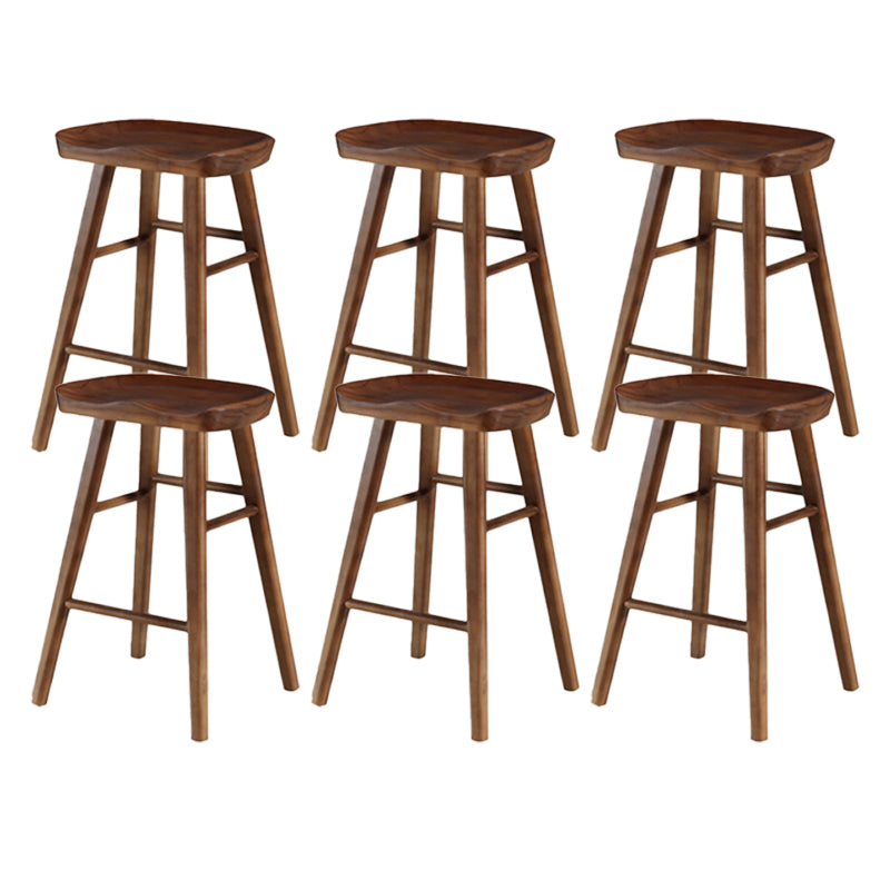 Industrial Armless Backless Counter Stool Wood Bar Stool with Pedal for Cafe Dark Walnut 6 Piece Set Short Stool(22"H) Clearhalo 'Bar Furniture' 'Bar Stools' 'bar_stools' 'furn' 'furn_bar_stools' 'Furniture' 'Kitchen & Dining Furniture' 6555685