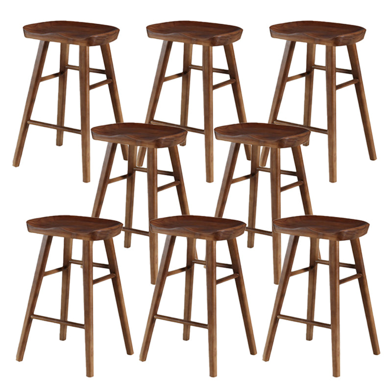 Industrial Armless Backless Counter Stool Wood Bar Stool with Pedal for Cafe Dark Walnut 8 Piece Set Short Stool(22"H) Clearhalo 'Bar Furniture' 'Bar Stools' 'bar_stools' 'furn' 'furn_bar_stools' 'Furniture' 'Kitchen & Dining Furniture' 6555686