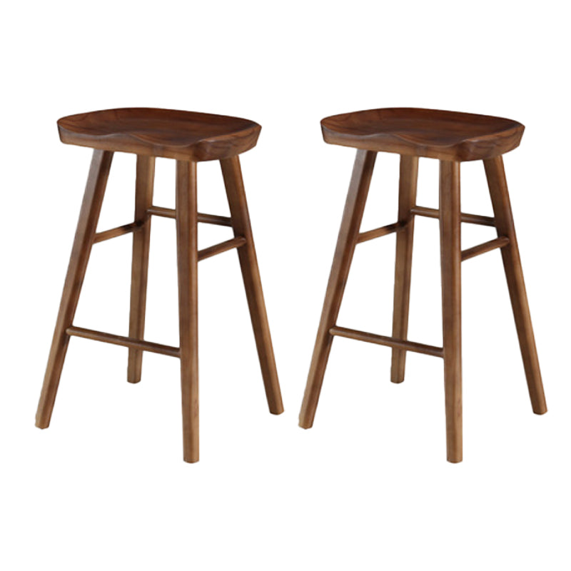 Industrial Armless Backless Counter Stool Wood Bar Stool with Pedal for Cafe Dark Walnut 2 Piece Set Counter Stool(26"H) Clearhalo 'Bar Furniture' 'Bar Stools' 'bar_stools' 'furn' 'furn_bar_stools' 'Furniture' 'Kitchen & Dining Furniture' 6555687
