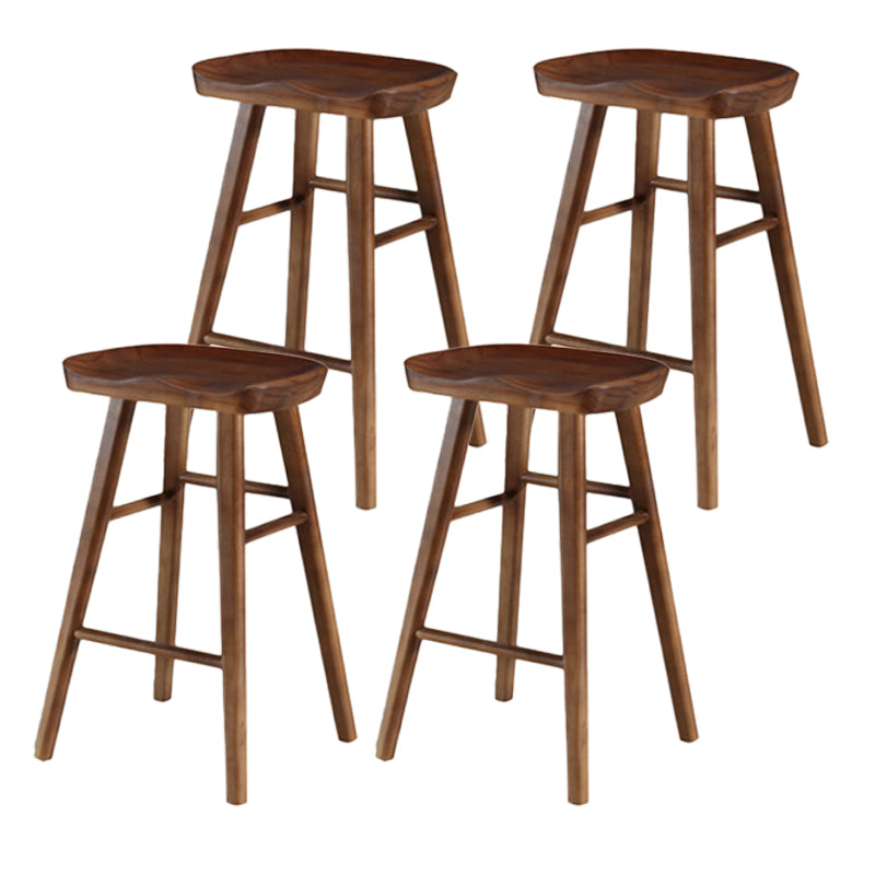 Industrial Armless Backless Counter Stool Wood Bar Stool with Pedal for Cafe Dark Walnut 4 Piece Set Counter Stool(26"H) Clearhalo 'Bar Furniture' 'Bar Stools' 'bar_stools' 'furn' 'furn_bar_stools' 'Furniture' 'Kitchen & Dining Furniture' 6555688