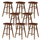 Industrial Armless Backless Counter Stool Wood Bar Stool with Pedal for Cafe Dark Walnut 8 Piece Set Counter Stool(26"H) Clearhalo 'Bar Furniture' 'Bar Stools' 'bar_stools' 'furn' 'furn_bar_stools' 'Furniture' 'Kitchen & Dining Furniture' 6555690