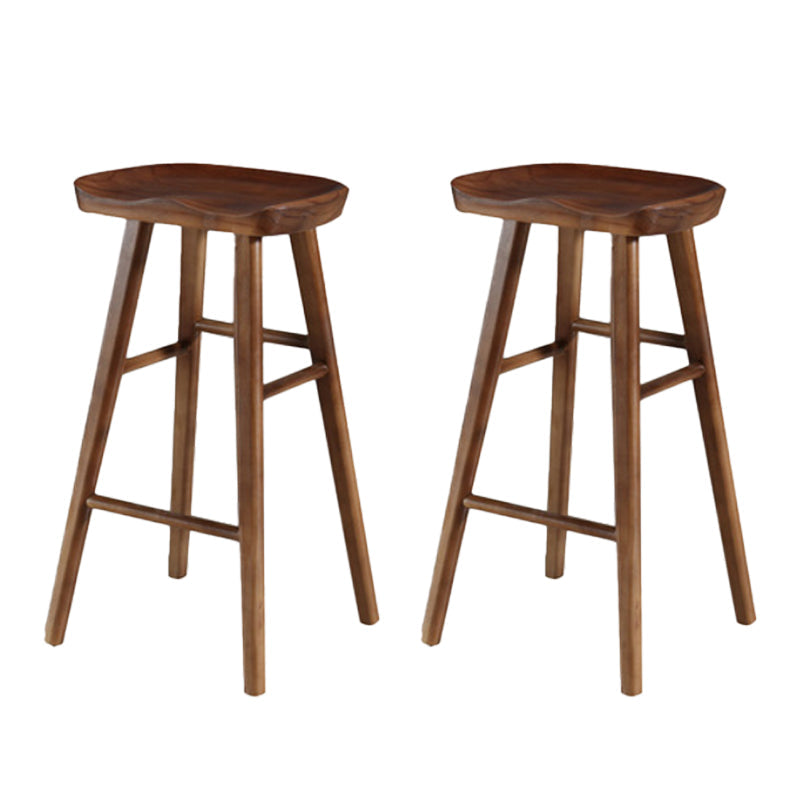Industrial Armless Backless Counter Stool Wood Bar Stool with Pedal for Cafe Dark Walnut 2 Piece Set Bar Stool(30"H) Clearhalo 'Bar Furniture' 'Bar Stools' 'bar_stools' 'furn' 'furn_bar_stools' 'Furniture' 'Kitchen & Dining Furniture' 6555691