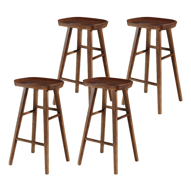 Industrial Armless Backless Counter Stool Wood Bar Stool with Pedal for Cafe Dark Walnut 4 Piece Set Bar Stool(30"H) Clearhalo 'Bar Furniture' 'Bar Stools' 'bar_stools' 'furn' 'furn_bar_stools' 'Furniture' 'Kitchen & Dining Furniture' 6555692