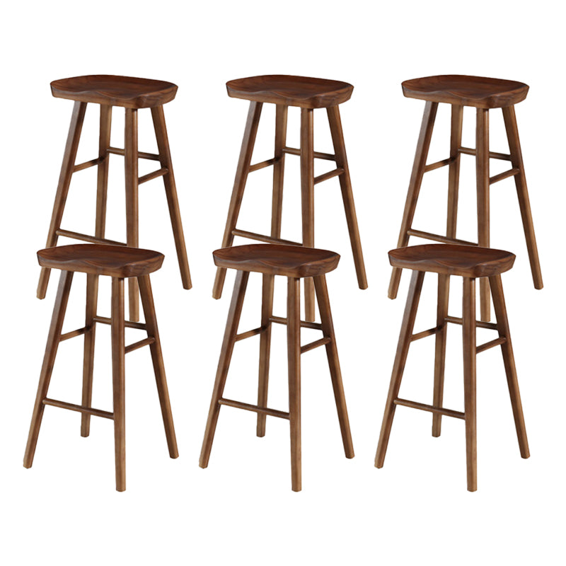 Industrial Armless Backless Counter Stool Wood Bar Stool with Pedal for Cafe Dark Walnut 6 Piece Set Bar Stool(30"H) Clearhalo 'Bar Furniture' 'Bar Stools' 'bar_stools' 'furn' 'furn_bar_stools' 'Furniture' 'Kitchen & Dining Furniture' 6555693