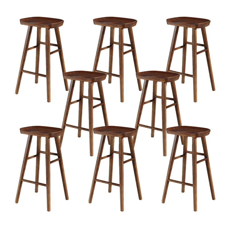 Industrial Armless Backless Counter Stool Wood Bar Stool with Pedal for Cafe Dark Walnut 8 Piece Set Bar Stool(30"H) Clearhalo 'Bar Furniture' 'Bar Stools' 'bar_stools' 'furn' 'furn_bar_stools' 'Furniture' 'Kitchen & Dining Furniture' 6555694